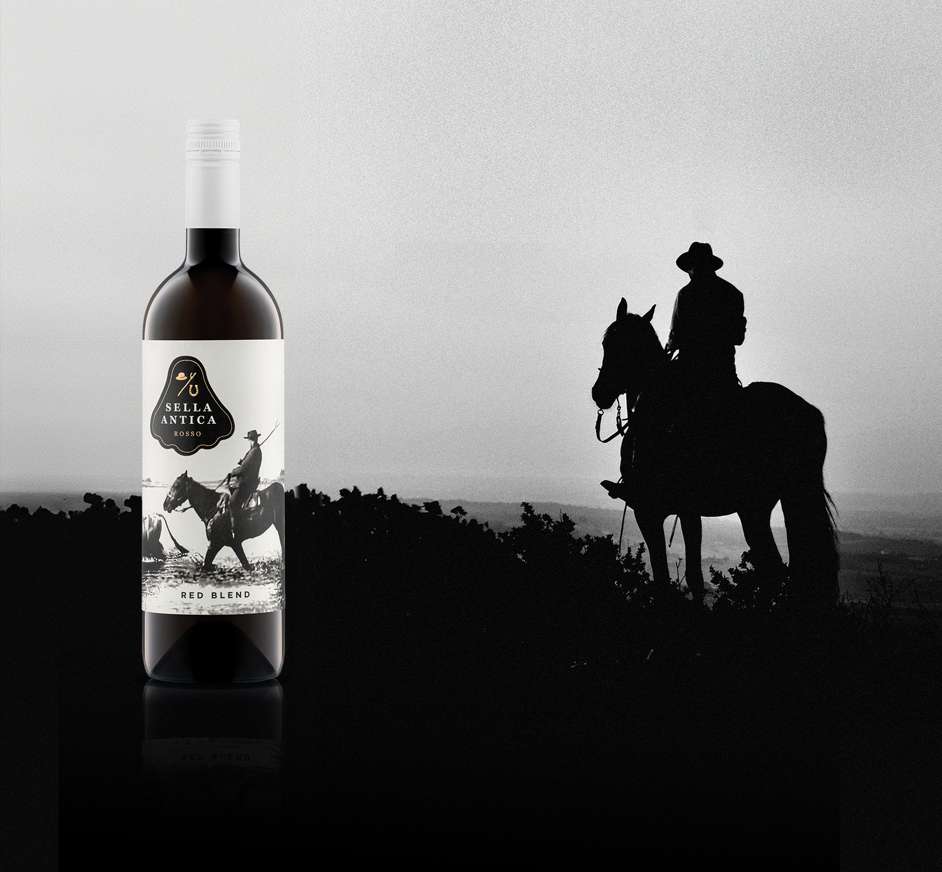 cowboy on a horse background with wine bottle saying cowboy up